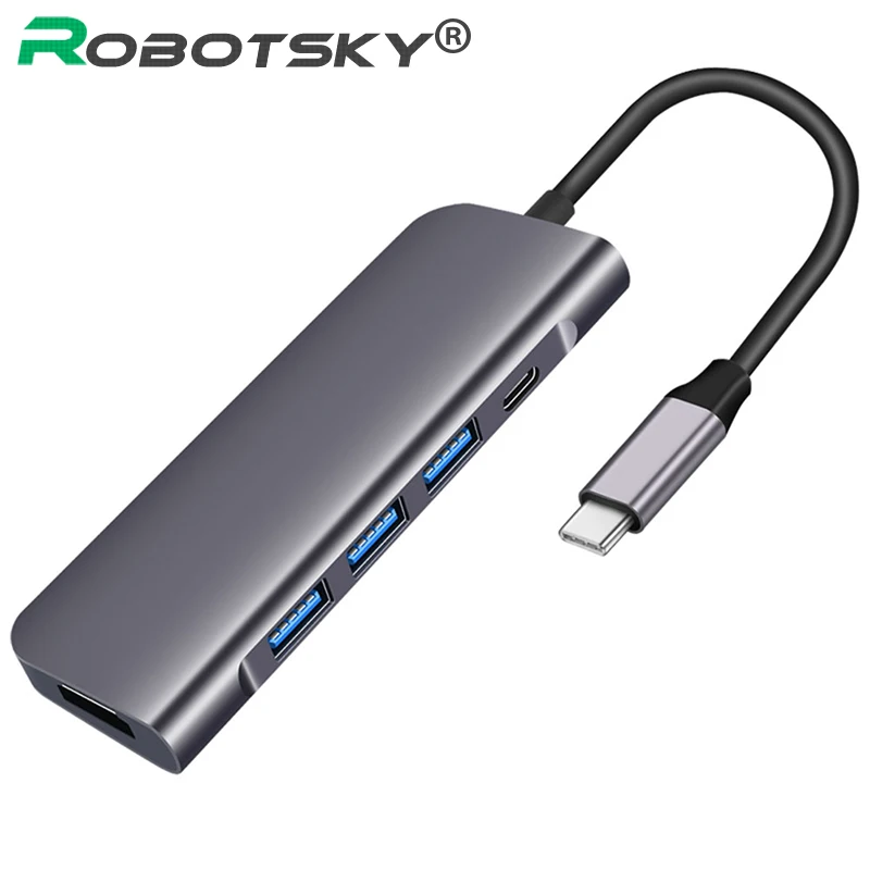 Estación de acoplamiento 5 en 1 para Macbook y Ipad, Hub USB tipo C a USB 3,0/HDMI/lectores de tarjetas con adaptador de carga rápida PD, divisor