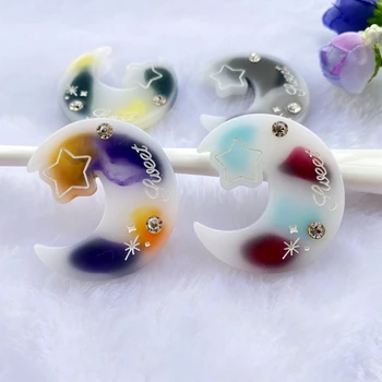 

5PCS New pattern Resin The stars and the moon flat back Cabochon Miniature pattern ornament craft DIY scrapbook C48