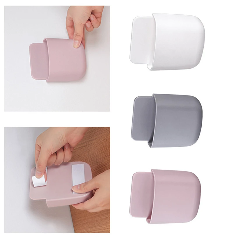 Perforated wall-mounted remote control toothbrush holder practical simple home bedroom convenient remote control hanging shelf