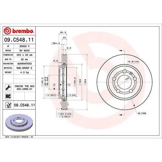 Диск тормозной UV Coated BREMBO 09C54811