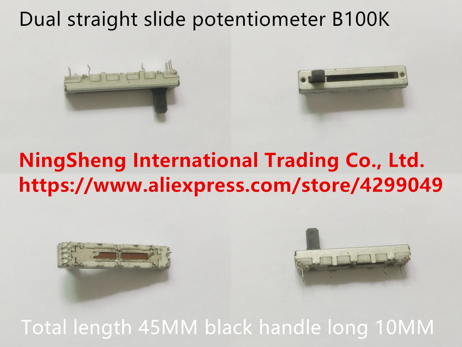 Original new 100% import 45MM dual straight slide potentiometer B100K black handle long 10MM (SWITCH) | Обустройство дома
