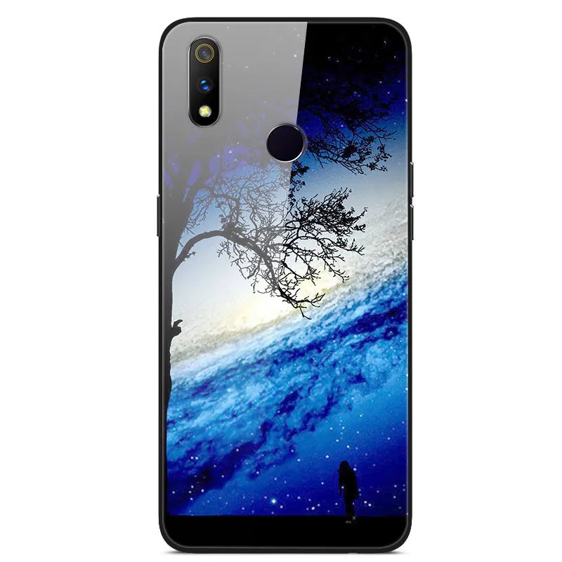 Для OPPO Realme 3 Чехол Realme3 закаленное стекло планета Космос крышка стекло задняя крышка чехол для OPPO Realme 3 Coque оболочка для Realme 3 6,22 - Цвет: 15