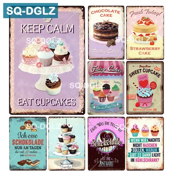 

[SQ-DGLZ] Cup Cake Metal Sign Vintage Tin Signs Retro Plaque Plates Cafe Pub Club Home Wall Decor Metalen Borden Decor For Home