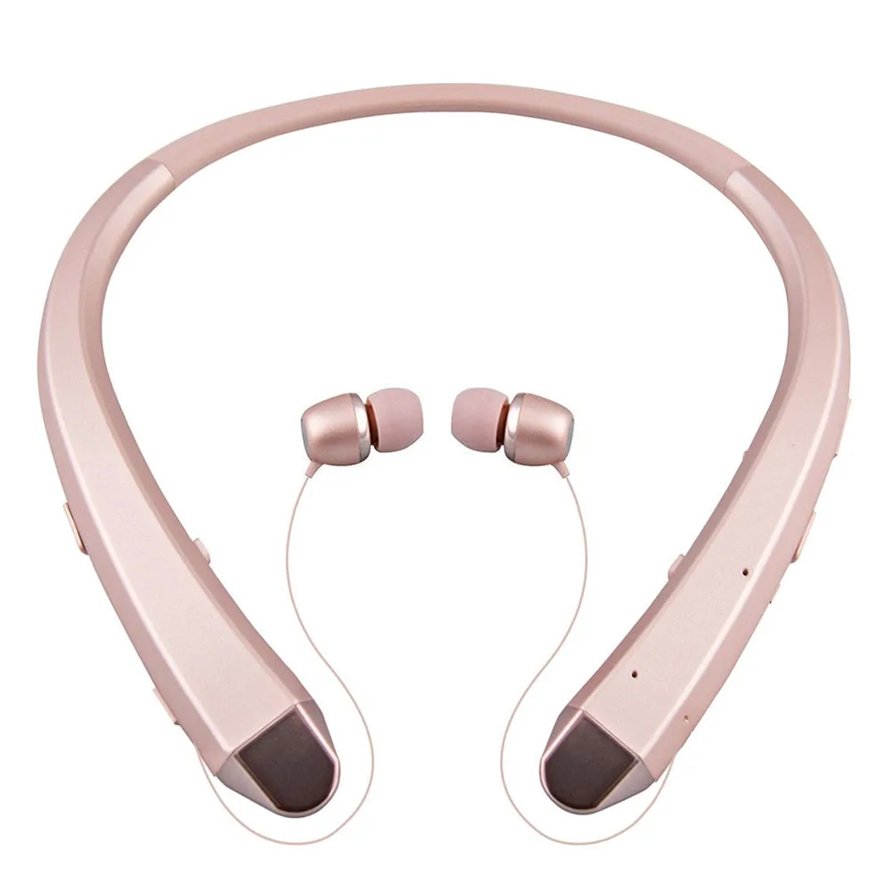 rose gold Беспроводной Bluetooth гарнитура спортивные наушники Выдвижной наушник стерео наушники для iPhone samsung LG 999 - Цвет: rose gold