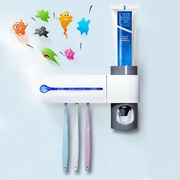 

Bathroom Automatic Toothpaste Dispenser Sterilizer UV Light Ultraviolet Toothpaste Squeezer Toothbrush Holder Cleaner