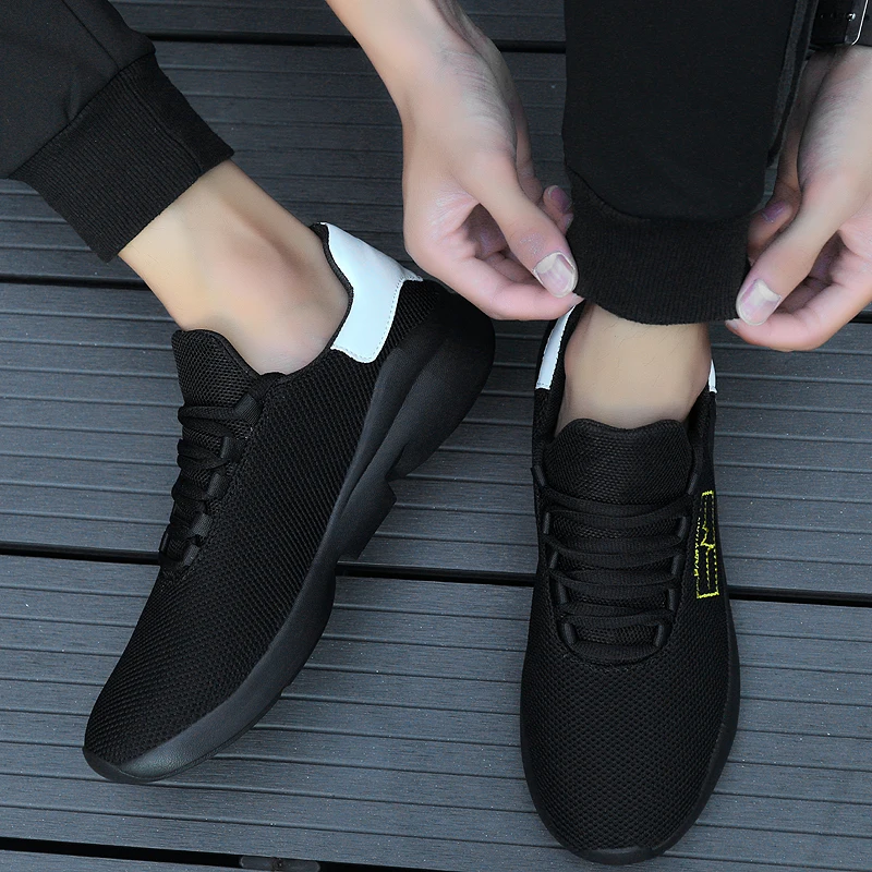 Damyuan new lace up comfortable stretch mesh men's shoes outdoor jogging, walking, ventilating and high quality sneakers