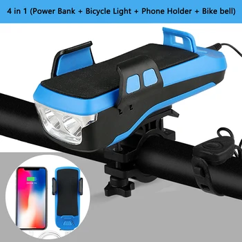 

4 IN 1 Bike Light Bicycle Phone Holder Bracket Power Bank Bike Front Light Flashlight Holder For MTB Bike Riding Accessories