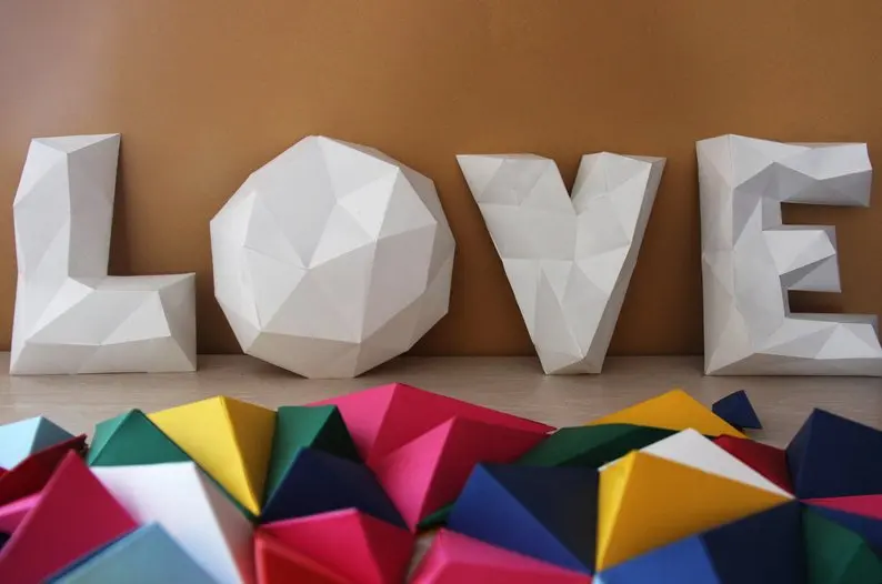Любовные буквы 18 м бумага 3D DIY материал ручной творческий домашний декор реквизит#2946 ручная работа милые геометрические бумажные фигурки