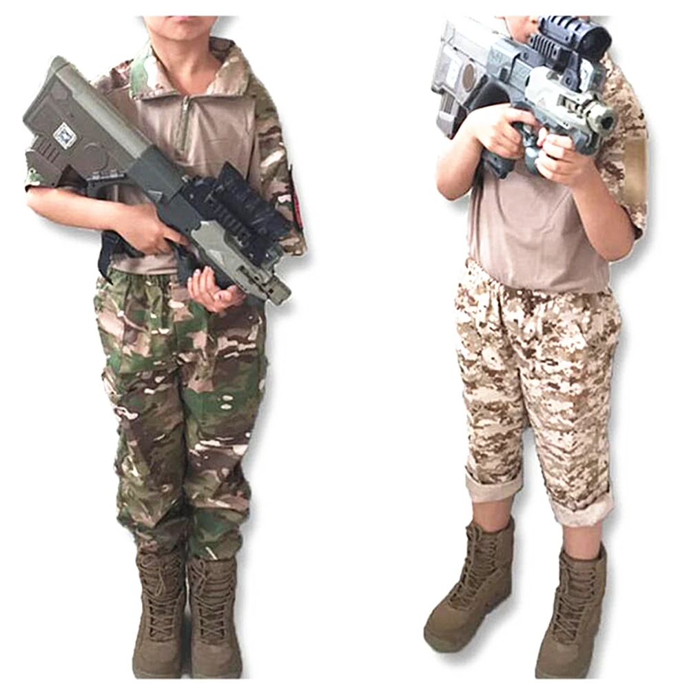 

FIRECLUB Outdoor Children Hunting Camouflage Field Suit Army Combat Uniforms CS Kids Short-sleeve Shirt CS Tactical Sets