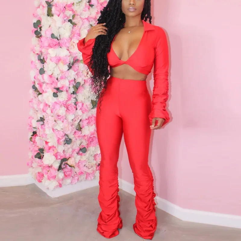 Сексуальная Bodycon наборный укороченный топ и обтягивающие штаны комплект для