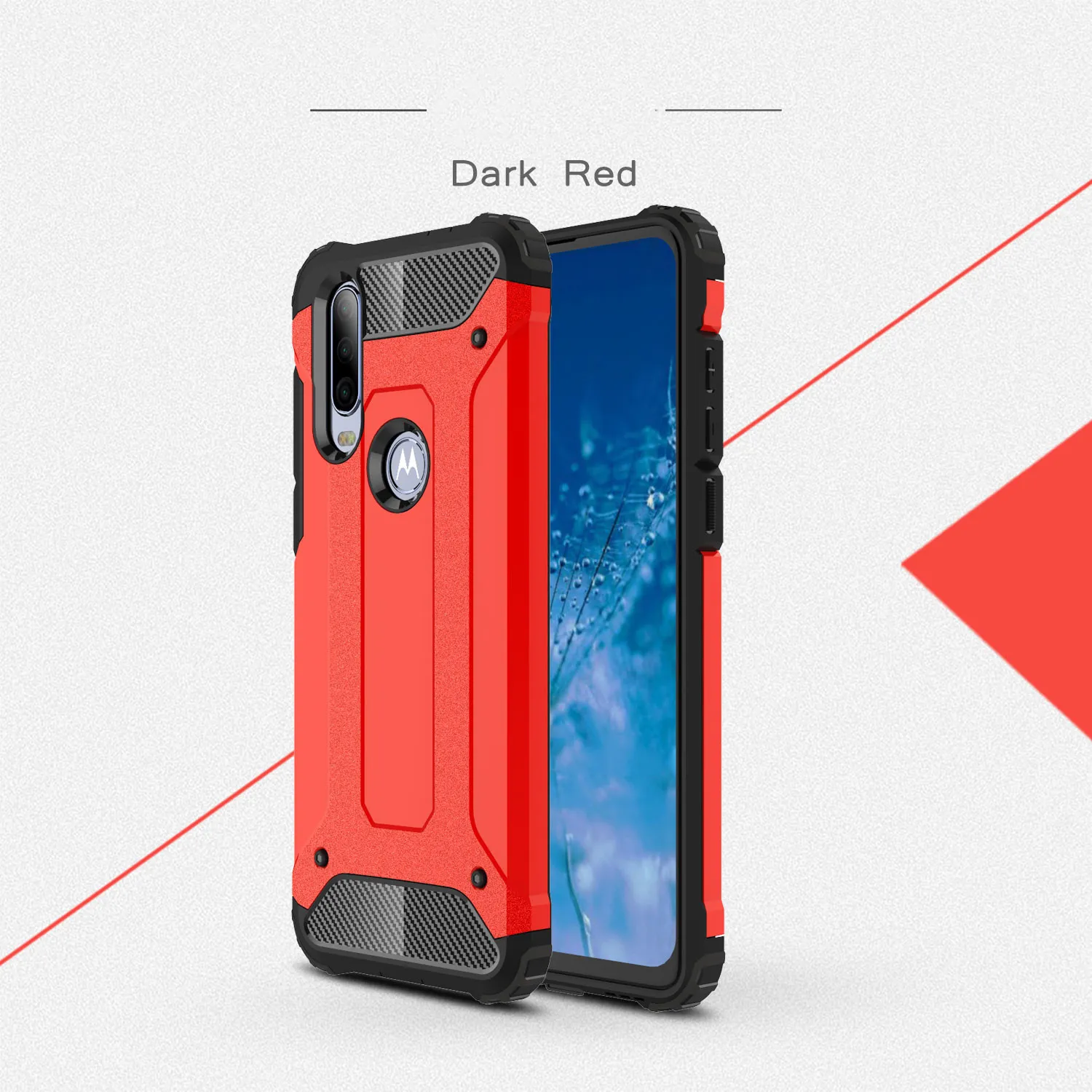 Для Coque Motorola One Action Case 6,3 дюймов Heavy Armor тонкий жесткий резиновый жесткий силиконовый чехол для телефона Motorola One Action Case - Цвет: Красный
