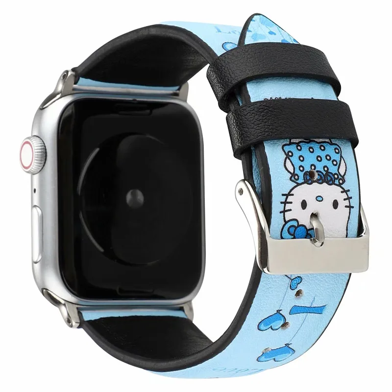 Обувь из натуральной кожи с рисунком ремешок для наручных часов Apple Watch, версии 4 спортивные сменный Браслет аксессуары 40/44/42/38 мм для
