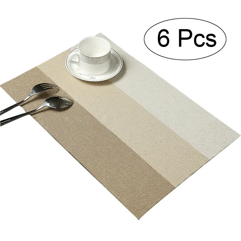 6pcs beige 6 шт. моющийся ПВХ обеденные подставки под кружки дисковые чаши колодки подставки Водонепроницаемая скатерть коврик противоскользящие салфетки - Цвет: 6pcs beige