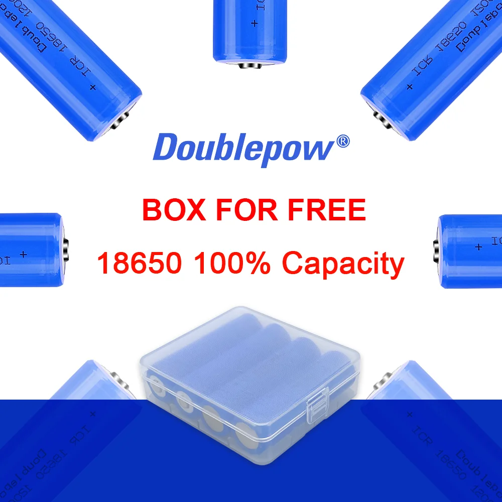 100% оригинальные 4 шт. батарейки Doublepow 3 7 в 18650 2000/2600/3400 мАч литий ионный аккумулятор