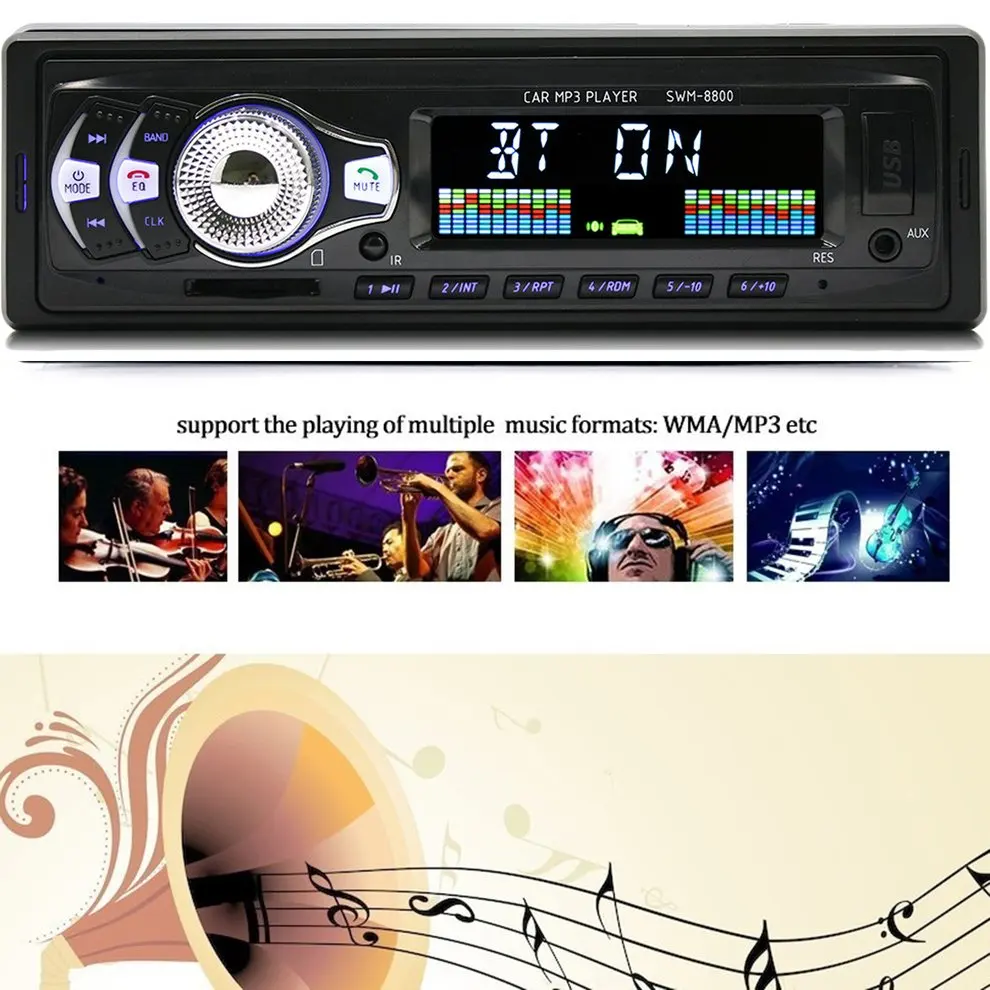 Автомобильный MP3 плеер FM радио приемник USB зарядка стерео цифровой дисплей мультимедиа с пультом дистанционного управления