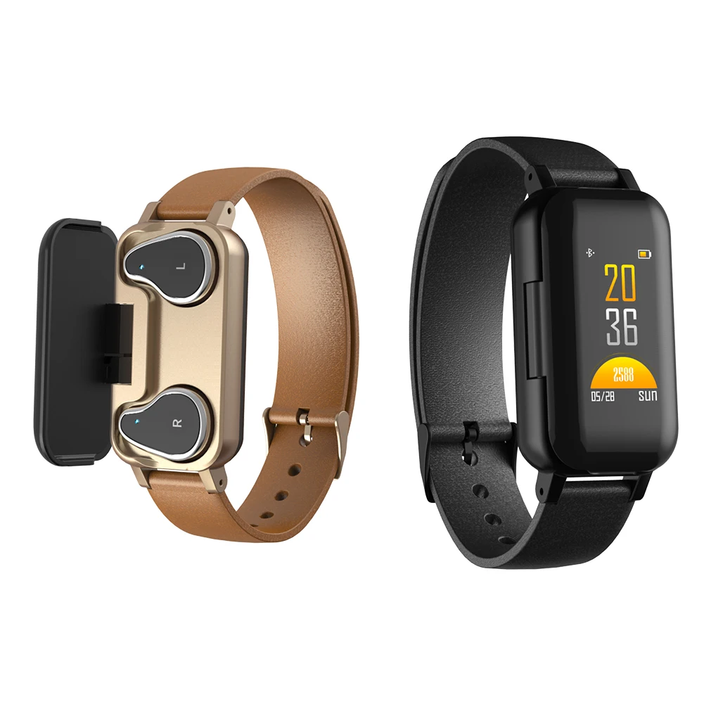 

T89 Smart Bracelet with Wireless Earphone 2 in 1 Fitness Tracker with Heart Rate Blood Pressure Monitor Waterproof Pedometer