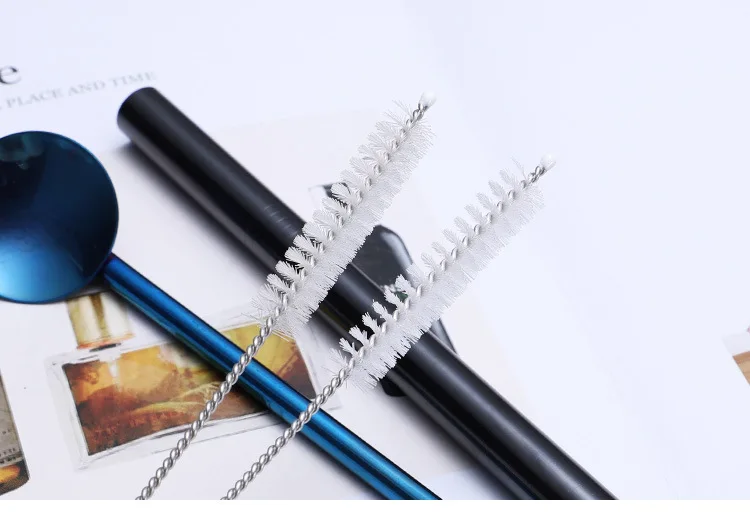304 Stainless Steel PVD Titanium Straw Multi-Color-Repeat Utility Straw Set Gift Set Cross Border Stirring Spoon