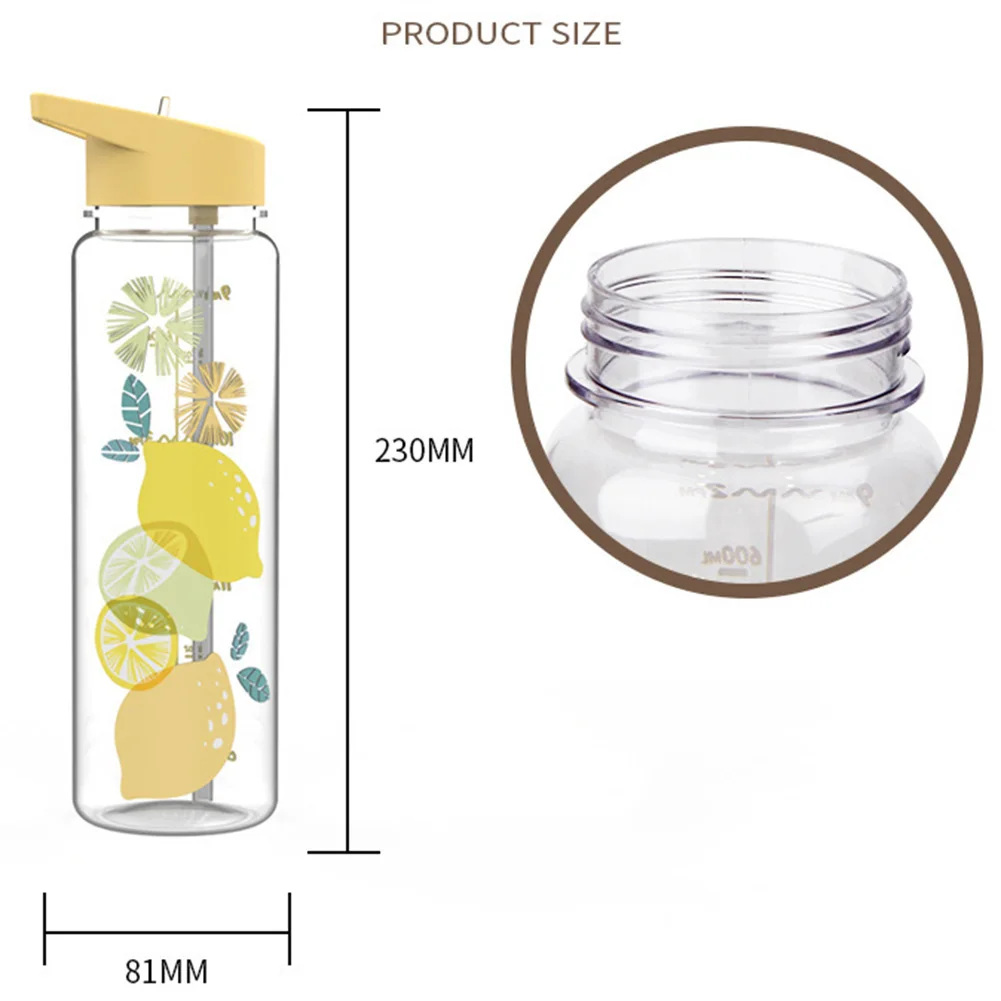 720 мл Спорт на открытом воздухе Ананас Лимон фрукты Питьевая солома бутылка для