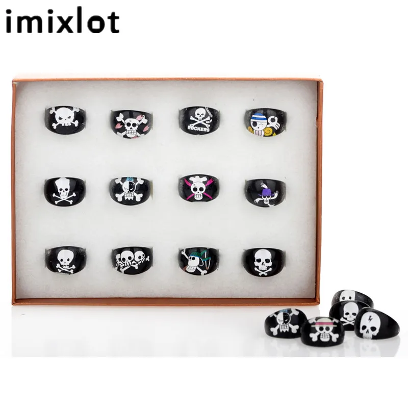 Imixlot 5 шт./лот кольцо из черной смолы с рисунком черепа детские праздничные