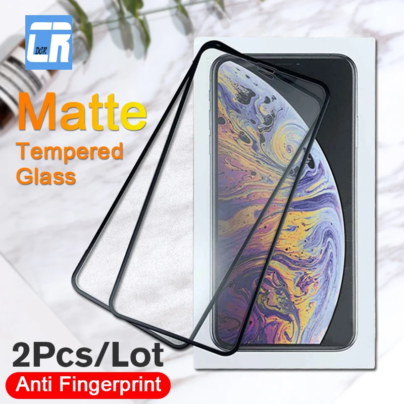 2 шт., матовое закаленное стекло без отпечатков пальцев для iPhone 11 XS Max Pro, Защита экрана для iPhone X, XR, 6, 6 S, 7, 8 Plus, матовое стекло