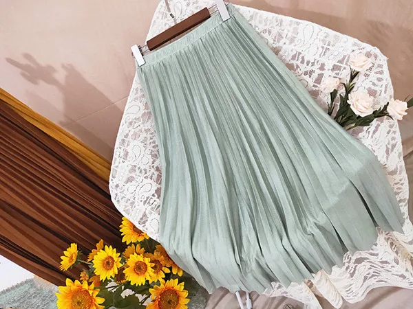 1881 плиссированная Женская юбка для девочек, длинная осенне-зимняя женская замшевая юбка с оленем и высокой талией
