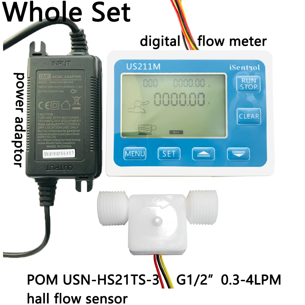 Us211m Usnhs21ts3 0.34lpm Flow Meter Totalizer Flow Measurement With