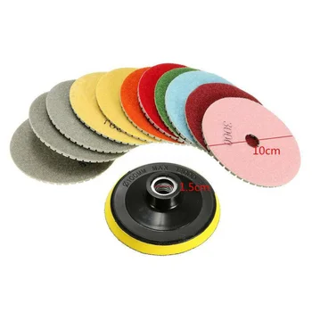 

12Pcs Polishing Pads Wet/Dry Grinding Wheel Marble Granite 4 Inch Tools Set
