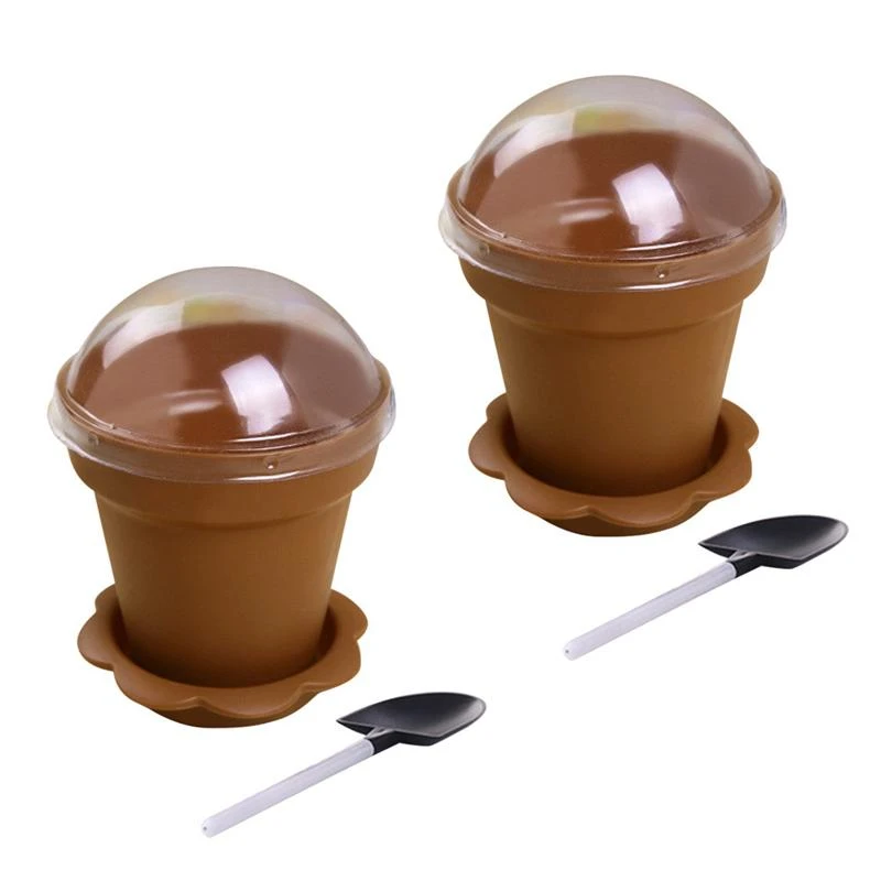 Pots De Fleurs Jetables Avec Couvercle Gobelets A Gateau Avec Pelle Fond Tasse A Yaourt En Plastique Recipient A Dessert Mousse De Glace 30 10 Pieces Aliexpress