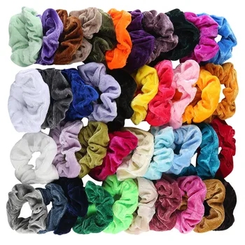 

40 Pcs Korea Velvet Elastic Baby Headband Bands Solid Color Hair For Women Or Girls Headwear Ponytail Holder Hair Accessories
