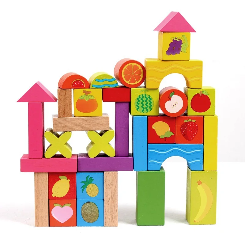 Обучающая игрушка ручной Подарочная коробка 33 шт фрукты строительные блоки деревянные игрушки строительные блоки оптовая продажа
