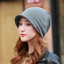 Женская осенняя и зимняя шапка с двойным гусиным язычком головной убор