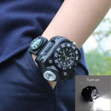 3 в 1 супер яркий светодиодный фонарик для часов, водонепроницаемый фонарь, компас, для спорта на открытом воздухе, перезаряжаемый, мужские наручные часы, лампа