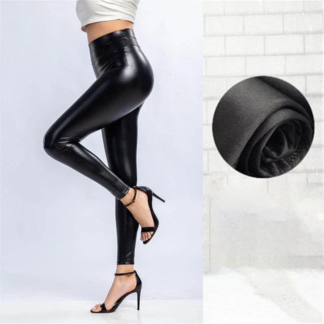 Faux Leather Leggings Tights High Waist Polyester Elastic