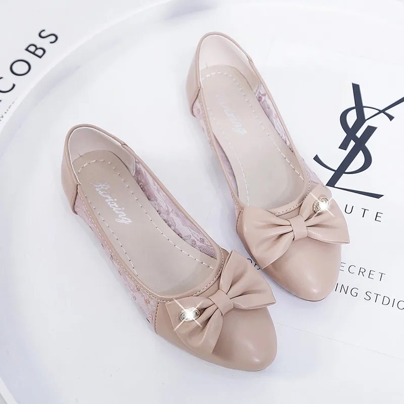 New Spring Bow Knot Women Shoes Rhinestone Flats Leisure Ballerina Ladies Ballet hoes Breathable Slip On Crystal Casual Shoes