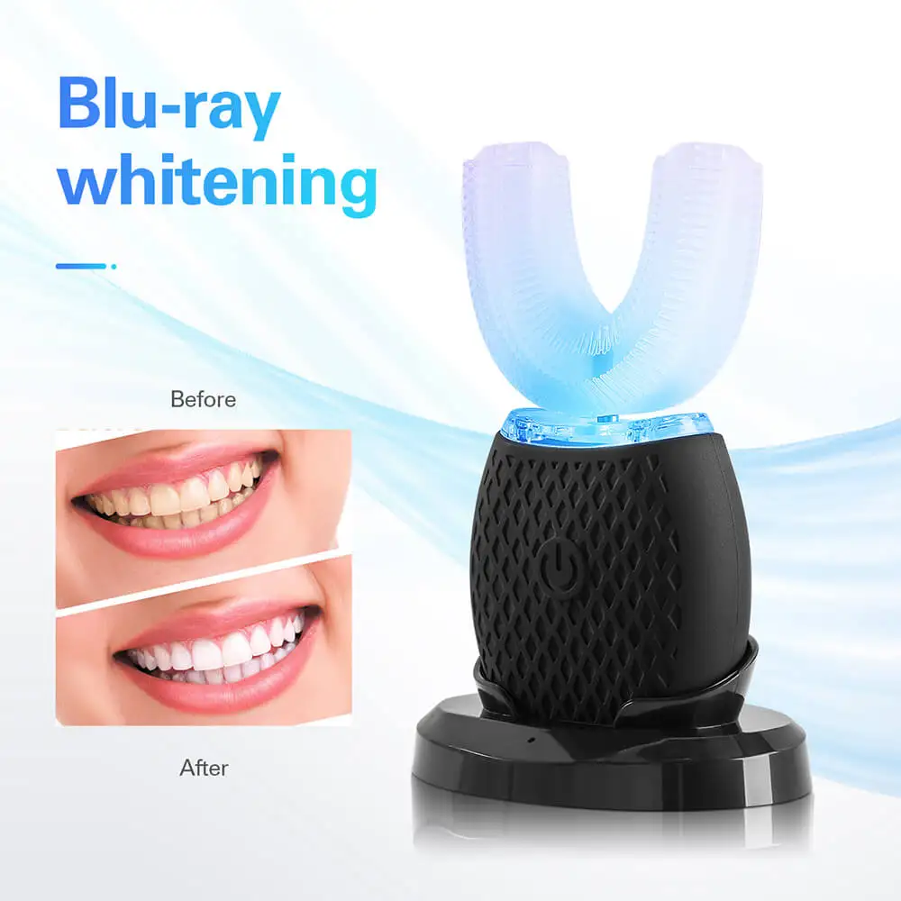 Intelligent Automatic Silicone Sonic Electric Toothbrush USB Rechargeable U-type Blue Light Teeth Whitening Toothbrush 4 Modes Intelligent Automatic Silicone Sonic Electric Toothbrush USB Rechargeable U-type Blue Light Teeth Whitening Toothbrush 4 Modes