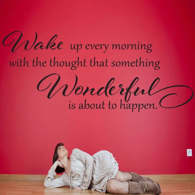

Wake Up Every Morning Wonderful Quotes Wall Sticker Vinyl Home Decor Room Bedroom Decals Removable Art Modern Writing Mural 4140
