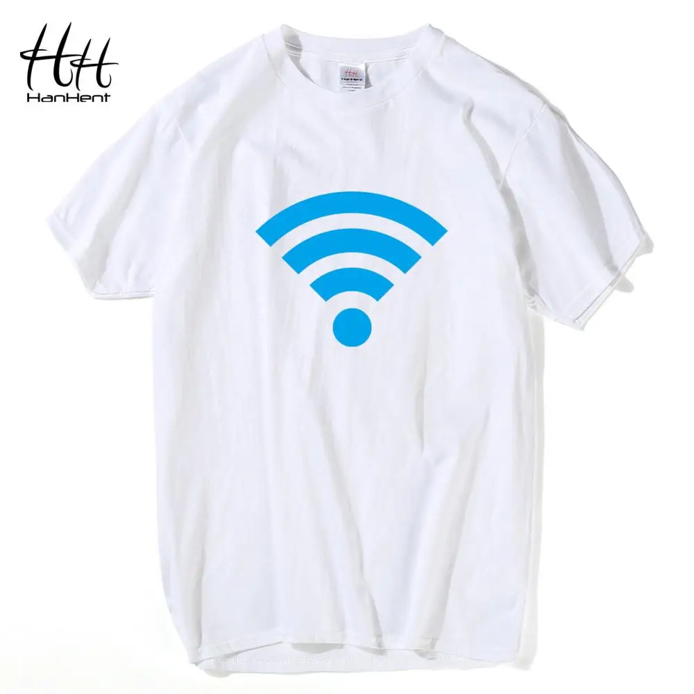 cheap HanHent Wifi Symbols Novelty Design Personality Men T shirts Customized Cotton Male Top Tees 2016 Summer Short Sleeves T shirt