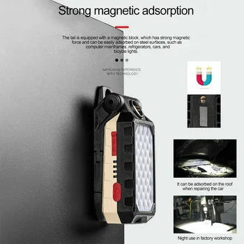 

USB Rechargeable Garage Waterproof Lightweight Outdoor Camping Magnetic Built In Kickstand LED Work Light Inspection Lamp
