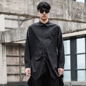 

EWQ / men's wear Design irregular vintage tops for male 2020 summer new japan style medium and long long sleeve shirt new 9Y2493