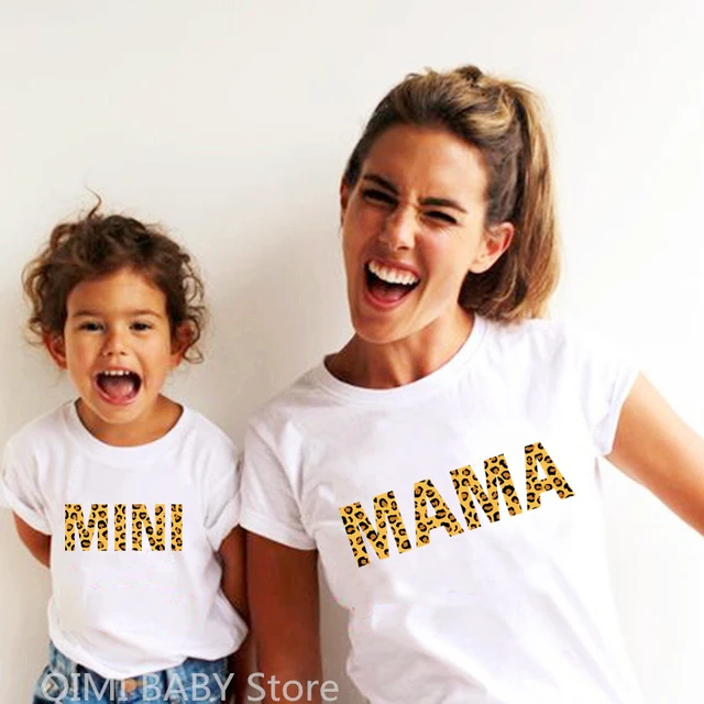 Camisetas con estampado de leopardo para madre e hija, ropa a juego para madre  e hijo, 1 ud. - AliExpress
