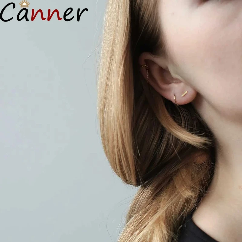 Canner, женские серебряные серьги S925, минималистичные, Ретро стиль, цепочка, женские серьги, круг для женщин, ювелирные изделия, серьги, подарки