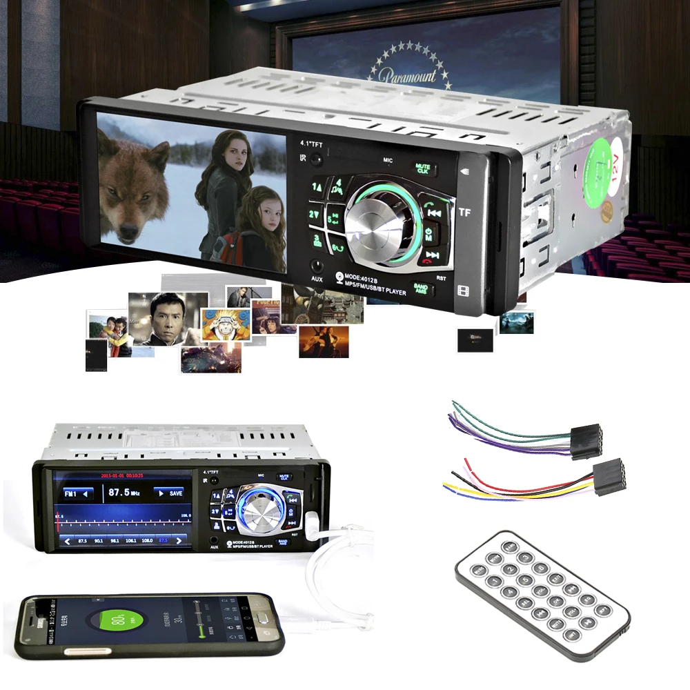 Discount Universal 4.1" 1 Din Car Audio Auto Radio Stereo MP5 Player FM BT 2.0 Support Rear View Camera USB Steering Wheel Remote Control 26