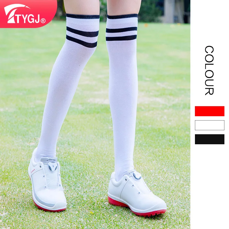 TTYGJ A Pair Golf Socks Women's Knee-high Socks Warm Breathable Three Bars Hundred Match Casual Long Sports Cotton Socks