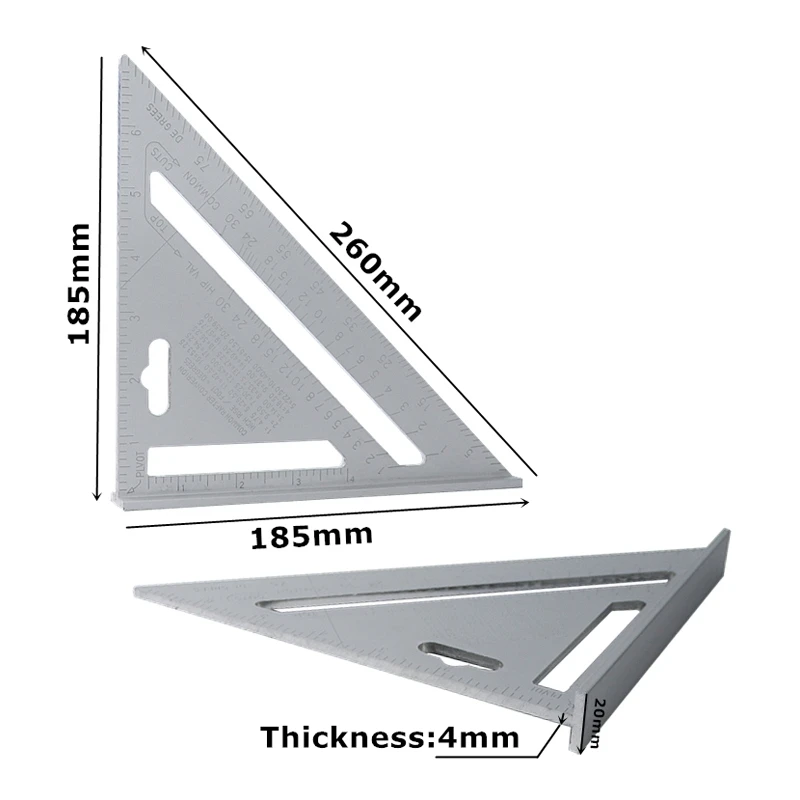Треугольный угломер, алюминиевый сплав, квадратная измерительная линейка, для обрамления, строительный плотник, измерительные инструменты, транспортиры