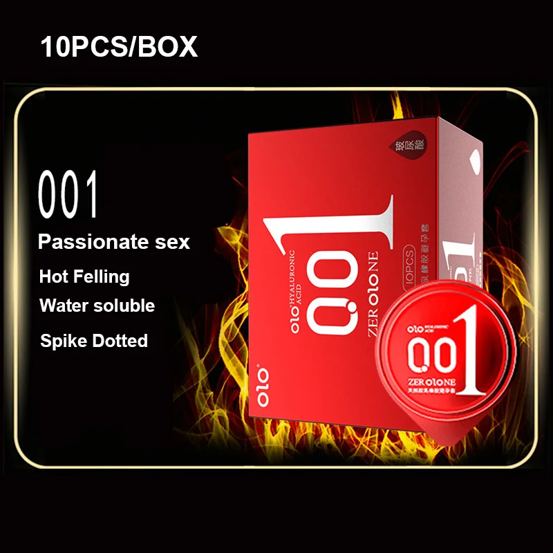Condoms Sex Toys OLO ULTRA THIN 0.01 Feeling Penis Sleeve Hyaluronic Acids Rubber latex Ejaculation Delay dotted