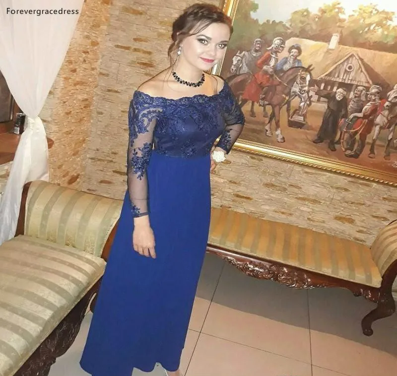 2019 Royal Blue Moeder van de Bruid Jurken Lace Lange Mouwen Formele Godmother Avond Wedding Party Gasten Gown Plus Size 2019 Royal Blue Moeder van de Bruid Jurken Lace Lange Mouwen Formele Godmother Avond Wedding Party Gasten Gown Plus Size