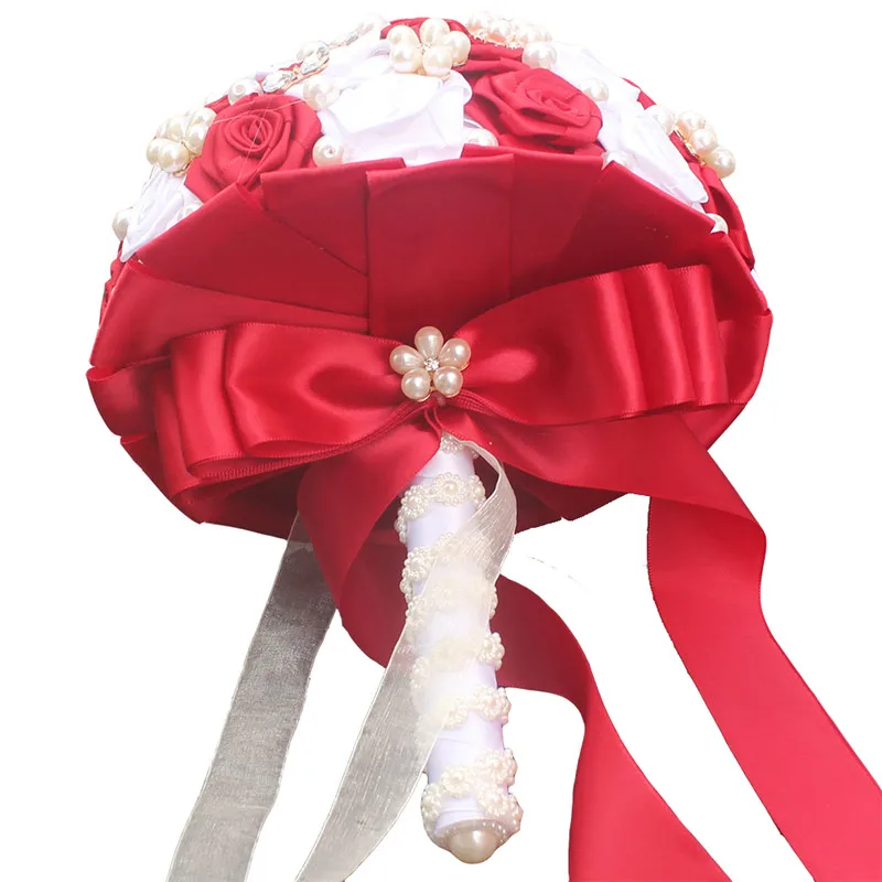 23 см Розы Свадебные цветы Свадебные букеты ручной работы Свадебный букет из искусственных цветов букет невесты атласный Ramos Novia W128