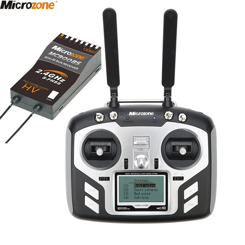 Передатчик Microzone MC10 10CH 2 4 ГГц FHSS RC с приемником MC9008S PCM2048 PWM /M.bus для