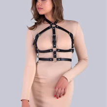 Модный кожаный ремень безопасности, ботинки для панков и готов, бюстгальтер средства ухода за кожей Связывание регулируемый нагрудный ремни черный тонкий пряжки для подтяжек кроп топ нижнее белье