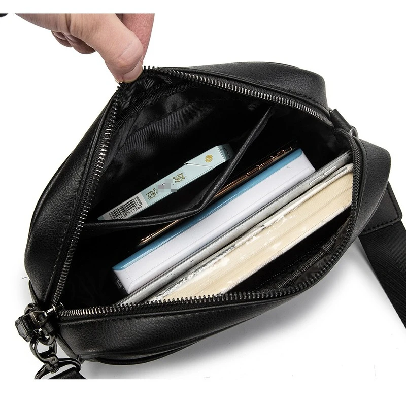 Fashion Luxury Men's Crossbody Bag Business PU Leather Shoulder Bags Men Solid Flap Messenger Bag Men Zipper Ipad Bag 2021 New